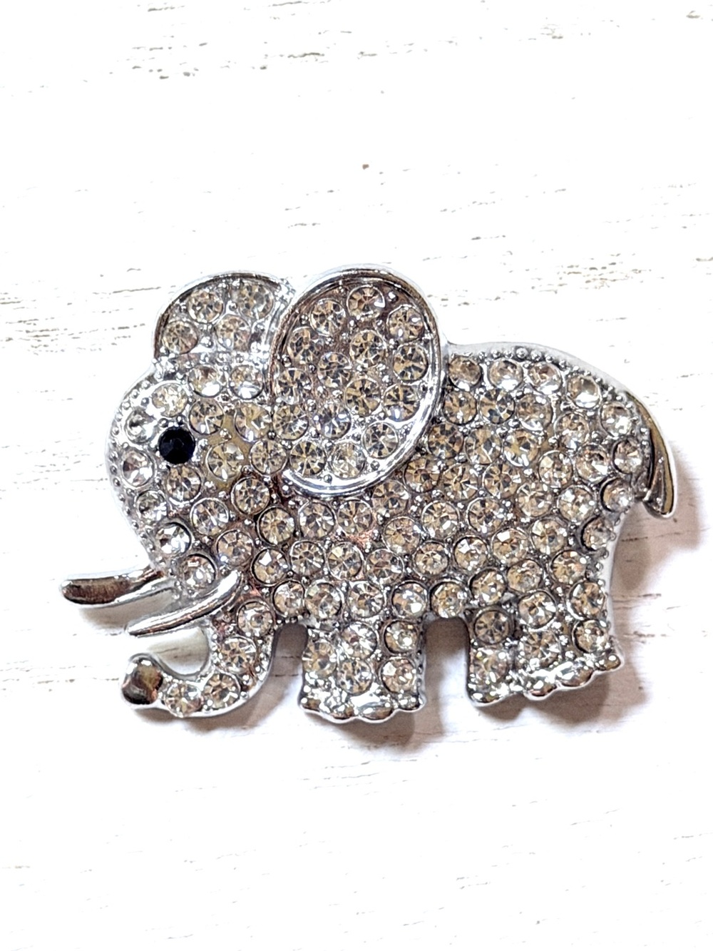 Silvertone Elephant with Rhinestones
